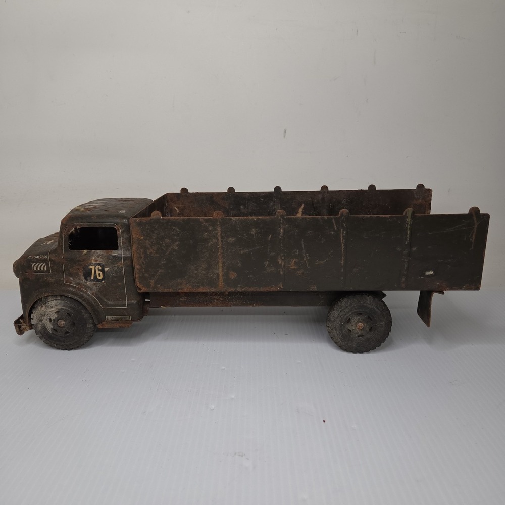 VINTAGE TRUCK LUMAR MARX ARMY TRANSPORT PRESSED STEEL HAULER PARTS RESTORE